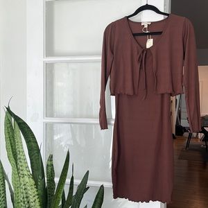 Brown Dress and Cardigan set